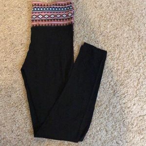 Basic black leggings with colorful fold over top